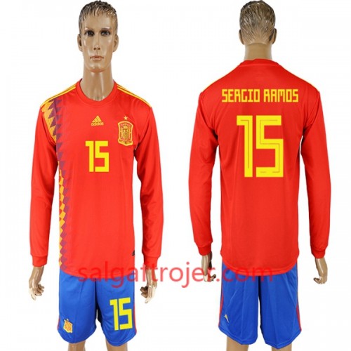 Spanien Fodboldtrøjer Ramos 15 Hjemmebanesæt VM 2018 Langærmet Spanien Fodboldtrøjer Ramos 15 Hjemmebanesæt VM 2018 Langærmet